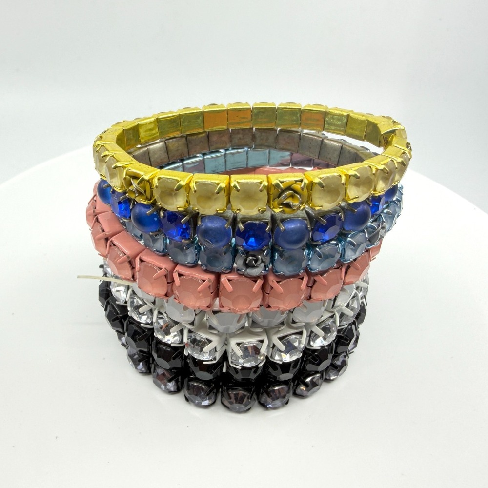 8 Pc Stackable Multicolor Crystal Bracelet Set - Bohemian Festival Jewelry